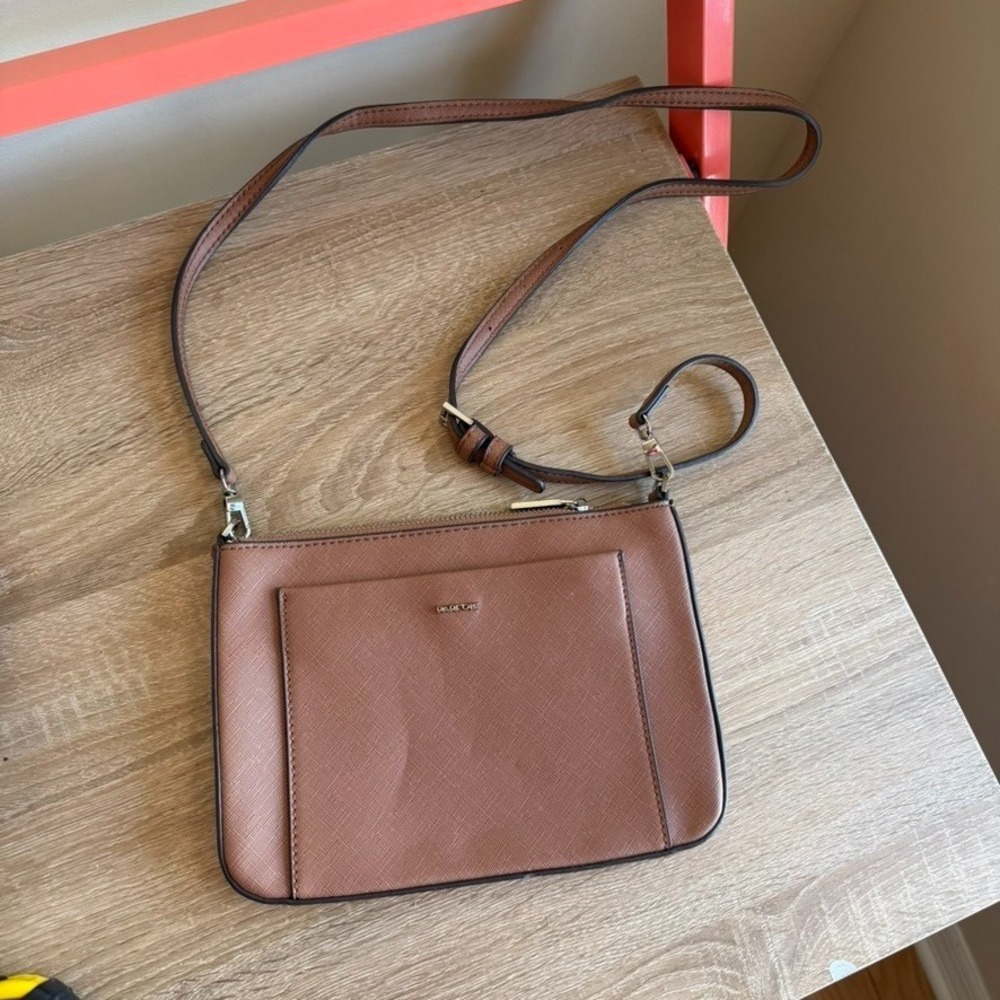 Parfois Brown‎ Canvas Crossbody Purse Slim Travel